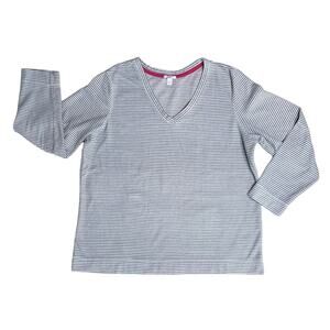 OLD NAVY Gray Striped V-Neck Long Sleeve Sweatshirt Women’s
